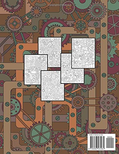 Steampunk Industrial Gadgets Full Page Art Coloring Book Featuring Cogs, Gears, Mechanisms and More!: Advanced Detailed Images to Color | Science ... Designs | Watch Parts, Machinery and More steampunk buy now online