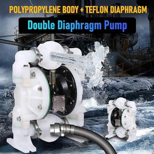 Air Operated Double Diaphragm Pump Frank 1 inch Inlet/Outlet Pneumatic Waste Oil Transfer Pump for Chemical DN25 35GPM Dual Diaphram Teflon by Polypropylene 115 PSI (QBY4-25 1"PP+PTFE 35GPM) by emagene - Used condition - US$218.15