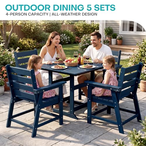 Image of HDPE Dining Chair, Navy Blue, Set of 2