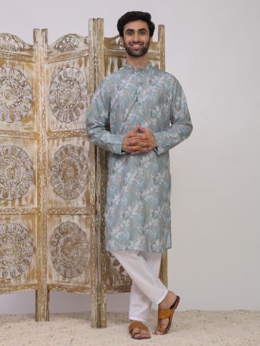 Image of Pro-Ethic Style Developer Men's Cotton Printed Kurta Pajama Set Traditional Outfit | Mandarin Collar (E-129)