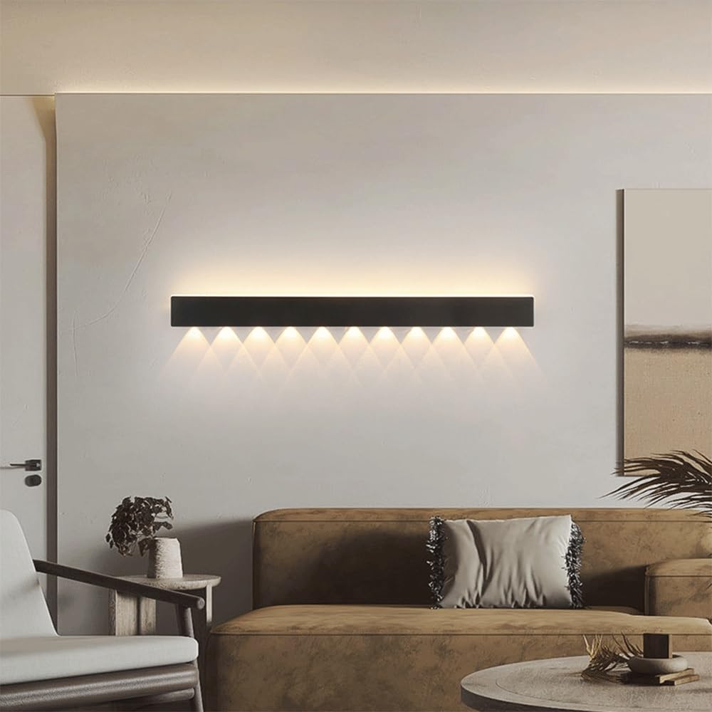Applique murale LED noire de 60cm avec 5 spots design pour le salon