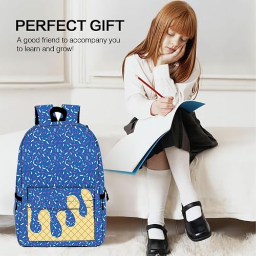 Ice Cream Backpack Kawaii Shoulder Bag Casual Cute Large Capacity Daypack Lightweight Backpacks,with Side Pockets,for Unisex (baby blue)2