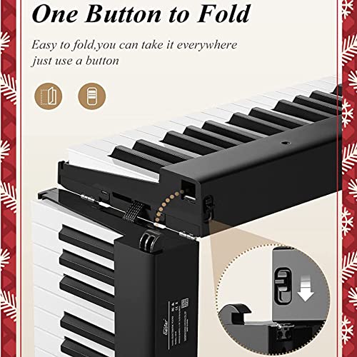 ZTBGY Piano numérique pliable, piano numérique débutant, 88 touches, semi-lesté, Bluetooth portable avec sac de piano… - Les Beatles, Paul McCartney, John Lennon, RIngo Starr, George Harrison ZTBGY Piano numérique pliable, piano numérique débutant, 88 touches, semi-lesté, Bluetooth portable avec sac de piano… – Image 7
