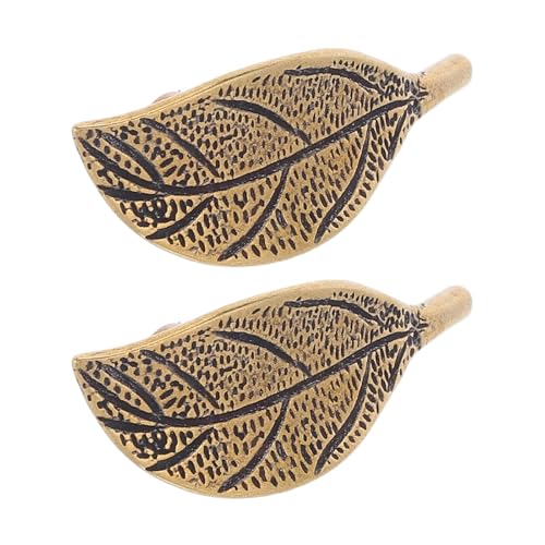 Toddmomy Tiradores de Latón Envejecido 2 Piezas, Perillas de Gabinete de Cocina Diseño de Hoja, Pomos Decorativos para Armarios y Cajones, Accesorios para Muebles de Tocador, Montaje