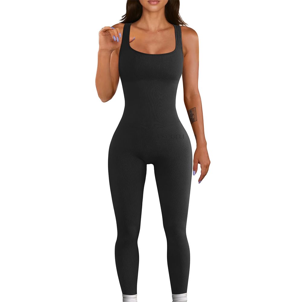 RPAEOY Mono Deportivo Mujer Sin Mangas Redondo Con Cuello Una Pieza Jumpsuit Chándal Ajustado Elástico Largo Monos Leggings Sexy Romper De Gym Yoga Fitness