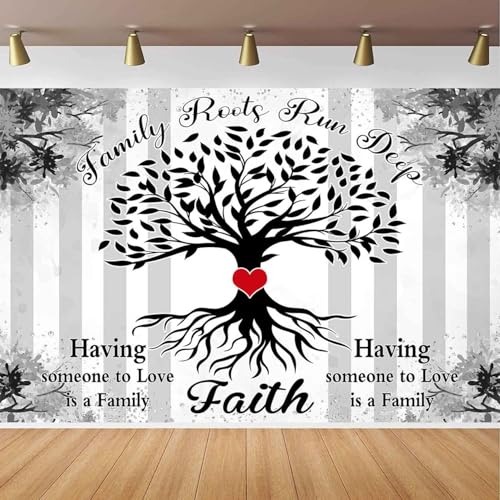 CapiSco Family Reunion Backdrop for Family Members Gathering Party Decorations Family Tree Our Roots Run Deep Our Love Runs Deeper Photography Background Family Gathering Party Banner 10x6.5ft