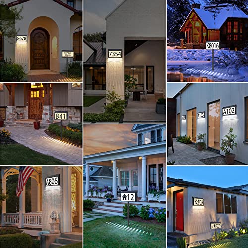Solar Powered Address Sign House Numbers Waterproof, 3 Lighting Modes Led Illuminated Address Wall Plaque With Stakes, Outdoor Wall Mounted & In Ground Address Number For Home Yard #TOP5