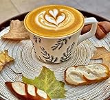 JINNTHE Ceramic Coffee Mug with Handle for Tea Latte,12 oz. Microwave Dishwasher Cup, Art Gifts Green Plant Leaf Winter Mug, Christmas Cup for Coffee, Tea & Hot Chocolate, Cypress Leaves