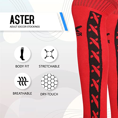 Image of Vector X Aster Stockings | Polyester Stretchable Material | Knee Length | Unisex | for Football /Basketball /Hockey Sports Grip | Multi Sports Stockings | Pack of 1 |
