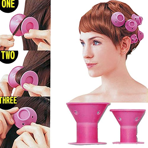 10PCS Silicone Hair Curler; Mosunx Hair Care DIY Roll Hair Style Roller Curling Tool (Pink)