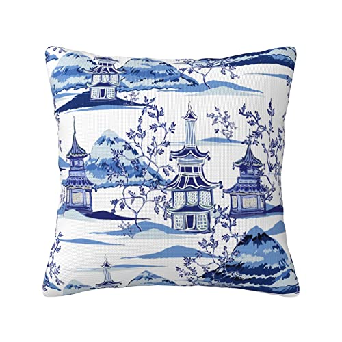 CALHogar grandmillennial Home Decor.Chinoiserie Decor,Chinoiserie Pillow,Blue and White Pillow Cover,Grand Millennial Decor, Linen Pillow Case 18 * 18 in