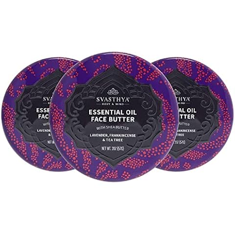 Svasthya Body & Mind Essential Oil Face Butter - Naturally Nurtures Skin & Restores Complexion, Has Shea Butter, Coconut, Argan & Grapeseed Oil, Made In The USA, 2 oz - 3 Pack Cover