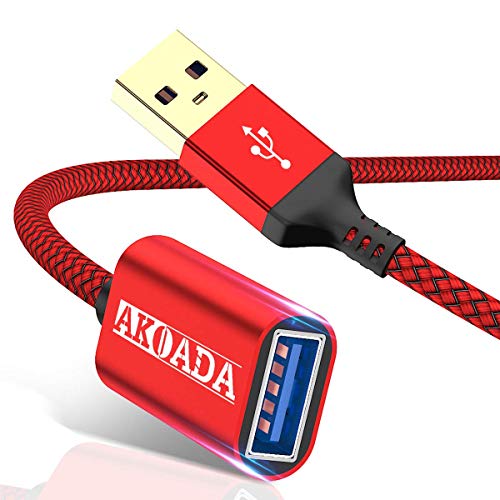 AkoaDa USB Verlengkabel Kabel，USB 3.0A Male naar A Female，(2 stuks, 3 + 3 m), voor kaartlezer, toetsenbord, USB-stick, externe harde schijf, USB-hub, Monitor,printer, scanner, camera etc-rood