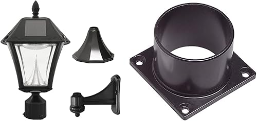 Gama Sonic GS-105FPW-BW Baytown II, luz solar al aire libre y casa de diseño 588004 3.5 pulgadas soporte de accesorio para base de muelle, negro