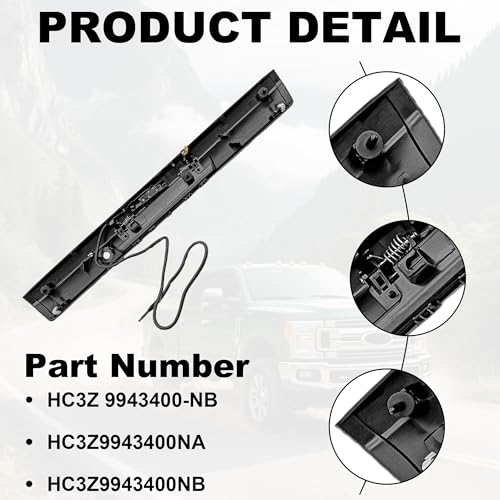 Image of PartsFlow Tailgate Handle with Rear View Backup Camera Compatible With 2017-2022 Ford F-250 F-350 F-450 Super Duty Without Release Button Replaces# HC3Z-9943400-NB HC3Z-9943400-NA
