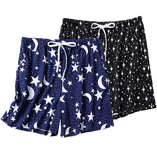 Image of ENJOYNIGHT Women Pajama Shorts Cotton Lounge Bottoms Sleep Shorts with Drawstring & Pockets