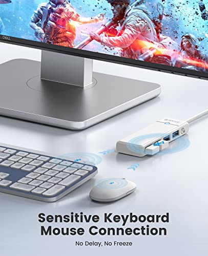 Hub USB, Adattatore USB C 4 in 1, Hub USB 3.0, USB C per MacBook, Surface Pro, XPS, Unità flash USB, PC Notebook, chiavetta USB, Laptop, Mobile, 0.15M Bianco - Hub USB - Immagine 4