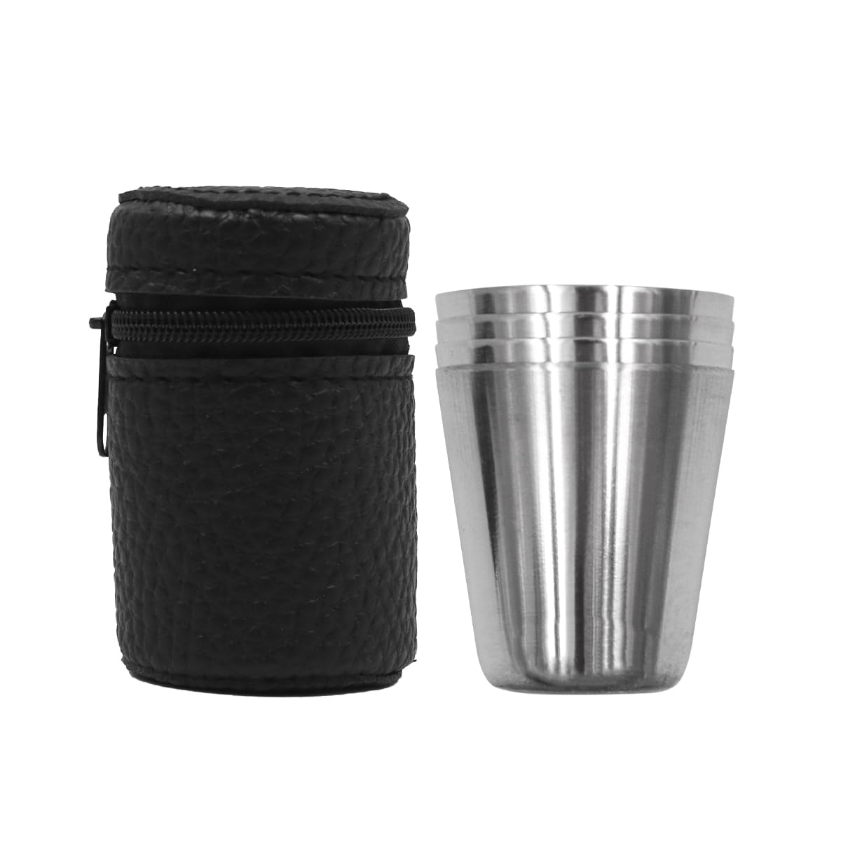 12 PCS Bicchieri Portatili in Metallo Bicchieri da Campeggio in Acciaio Inossidabile Bicchierino con Copribicchieri per Campeggio Picnic Escursionismo - 30ml