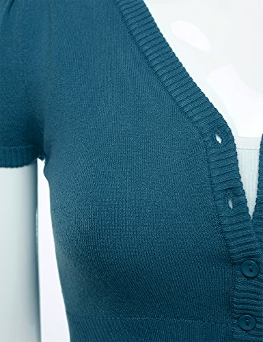 FLORIA Womens Button Down Short Sleeve Cropped Bolero Cardigan Sweater (S-4X)4