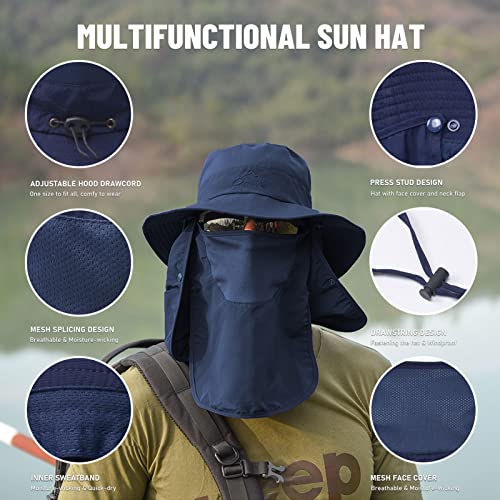 Chapéu de sol, Moniss Chapéu de Sol Proteção UV Aba Larga Aba No Pescoço Capa Multifuncional Boné Mu