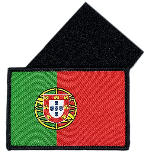 Portugal Flagge Klettverschluss zum Aufnähen - Gestickter Portugiesischer Nationalpatch – Portugal-Flagge 75 x 50 mm