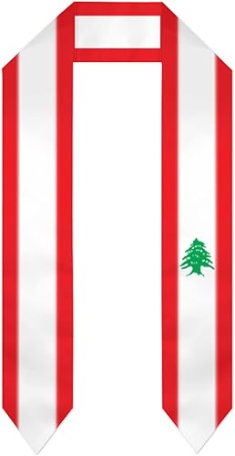 Mantón de graduación de la bandera del Líbano para estola de estrategia internacional para mujeres y hombres, Blanco