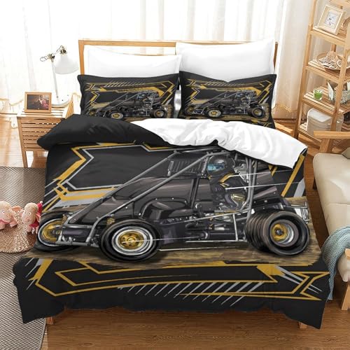 Parure de lit course 3D 140x200cm avec housse de couette en microfibre douce - 3