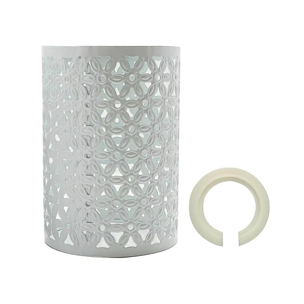 DC Voltage Pendant Light Shade Metal Drum Shaped Lampshade Industrial Easy fit Ceiling Indoor Wire cage Lampshade for Kitchen Living Room Corridor (White) — image 1