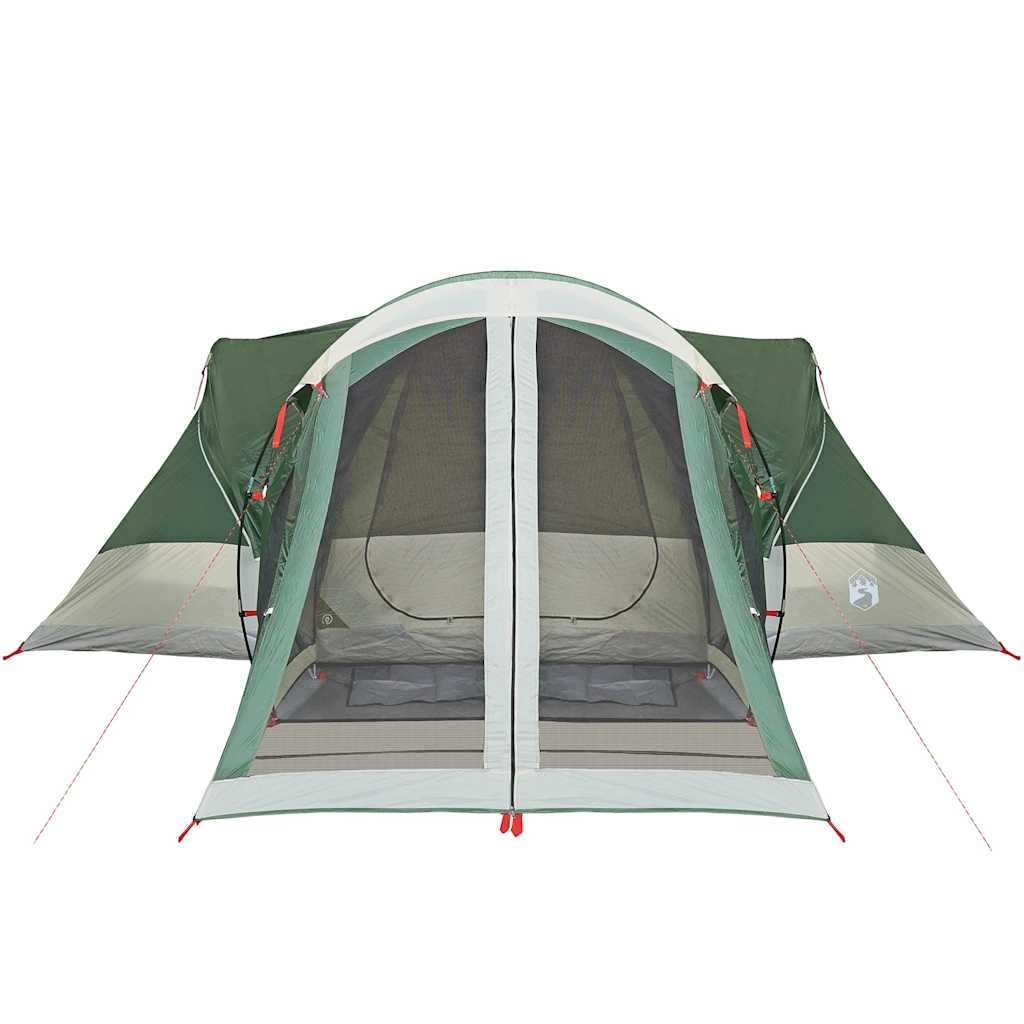 Tenda familiare tipi per 8 persone, grande tenda da campeggio con 2 cabine letto e tenda, tenda leggera per gruppi, poliestere grigio e arancione, 490 x 459 x 196 cm