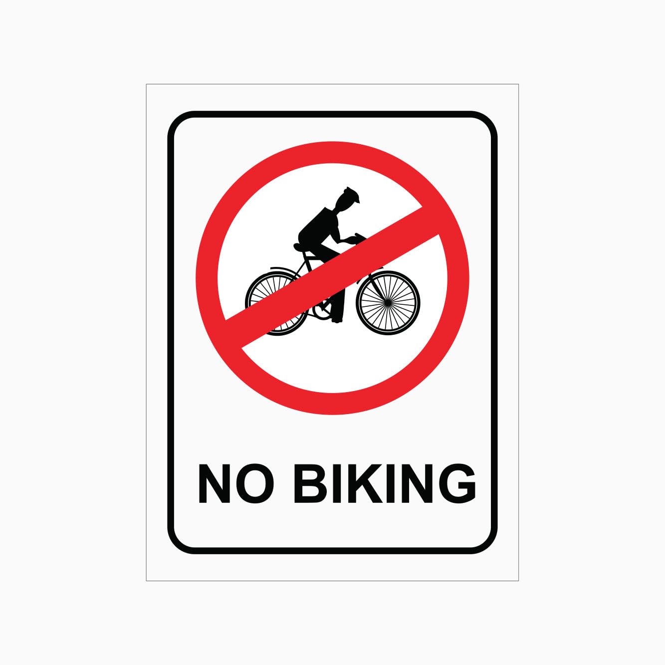 NO BIKING Sign Road Safety Metal Tin Sign 8 x 12 inch for Industrial & Commercial Series