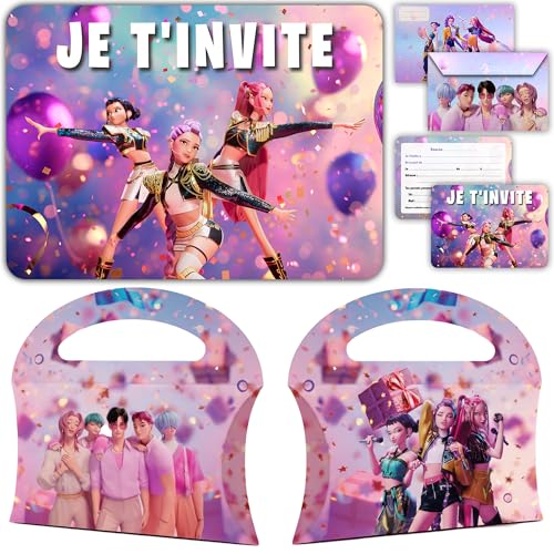Glowiibo Fun4kid Pack Anniversaire - 36 pièces : 12 Invitations, 12 Enveloppes, 12 Boîtes Cadeaux à offrir aux Invités de la fête - Idéal Enfant Fille -...