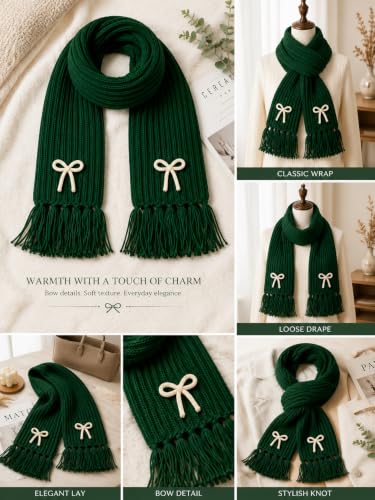 Image of KB STAR Cute Bow Women Casual Luxurious Premium Checkered Acrylic Woolen Muffler /Scarf /Stole for Winter