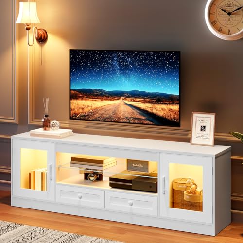 Concho Meuble TV Blanc 148 cm pour TV de 55/60/65