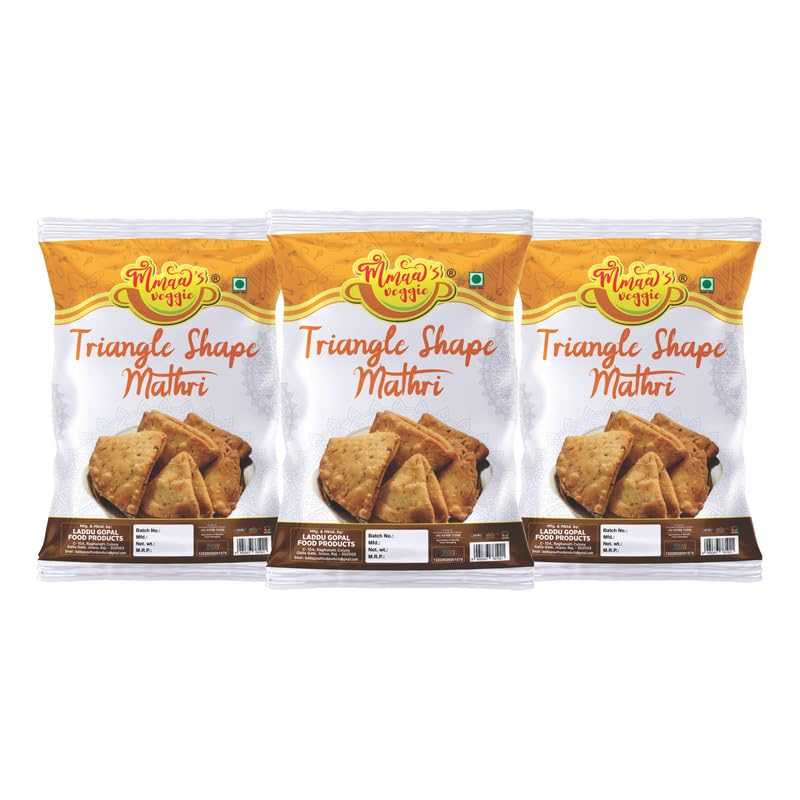 Mmaas Veggie Gurjarabhumi Namkeen Homemade Tikoni Suhali Mathri | Homemade Ajwain Mathari, Indian Masala Crispy, Ready to Eat Mathri | Papdi Chaat/Bhel Puri/Dahi Papdi Chaat Mathri-1Kg*3Pack (B0CHVP1NH5) Amazon Price History, Amazon Price Tracker