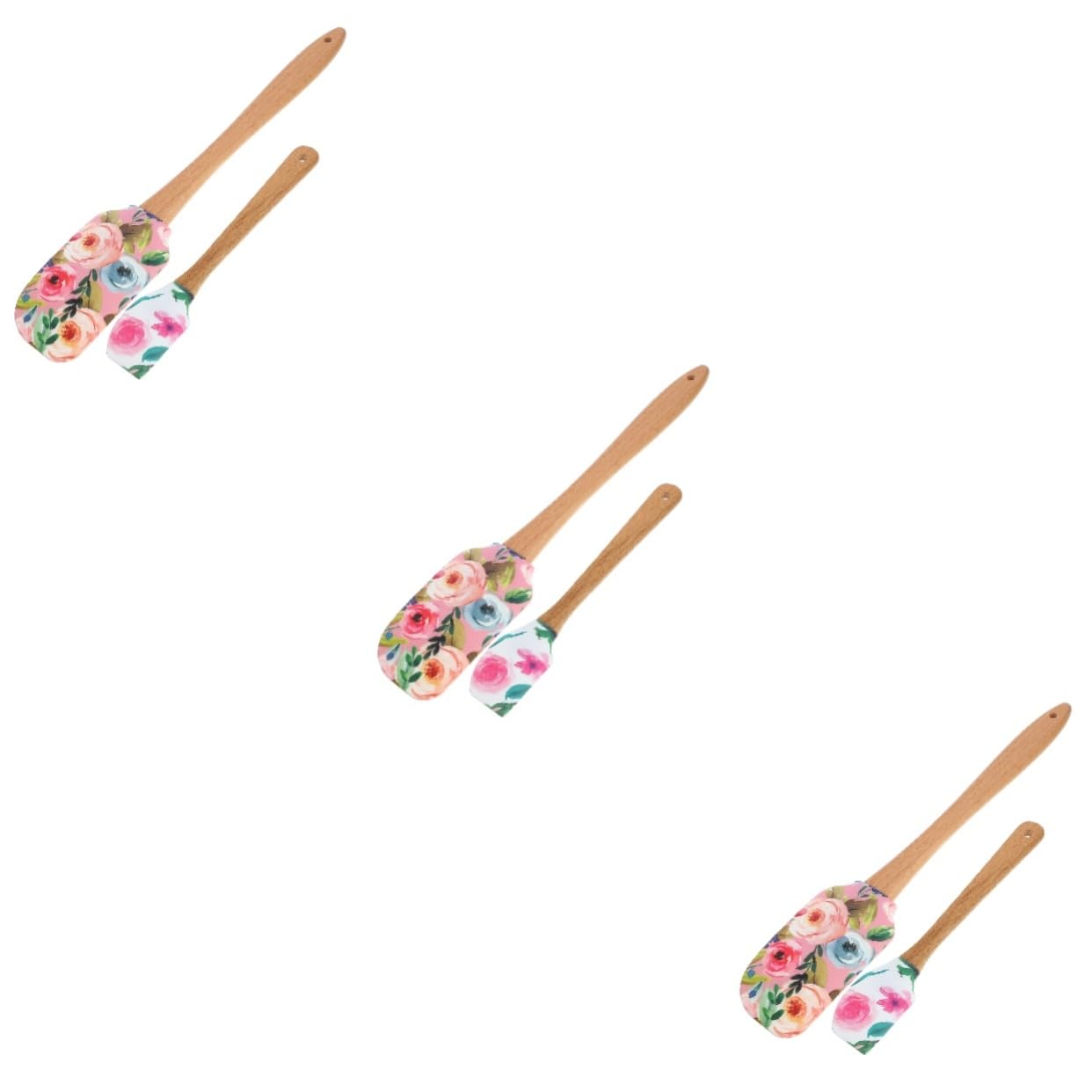 Cabilock 3 Juegos Espátula De Silicona Crema De Pastel Raspador De Pasteles Aplicador Silicona Espatula Esparcidor De De Espátula Para Hornear Madera 2 Piezas * 3