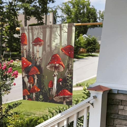 Drapeau de jardin champignons rouges 71x101 cm en polyester double face - 6