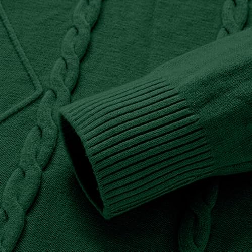 Mens Textured Cable Knitted Pullover Top Casual Slim Fit Stand Collar Fall Warm Quarter Zip Turtleneck Polo Sweater4