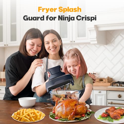 2 PCS Silicon Splatter Shield for Ninja Crispi Air Fryer Heat-Resistant Splash Guard,for Ninja Crispi Accessories,Crisp Containers,Crispy Replacement Parts Protects Kitchen from Oil– Black