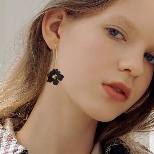Anmpab Bohemian Matte Flower Dangle Drop Earrings floral Stud Earrings For Women Statement Wedding Holiday Jewelry2