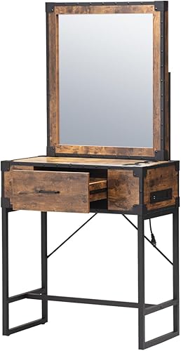 Miniatura 3 de Wekity Estación de peluquería con espejo, cajón y estación de carga, equipo de spa para salón de belleza (1)