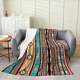 Erosebridal Aztec Flannel Fleece Blanket Throw Size, Ethnic Tribal Arrow Western Throw Blanket for Bed Sofa, Indian Tribe Bed Blanket, Exotic Nordic Style Fuzzy Blanket Geometric Western Home Decor