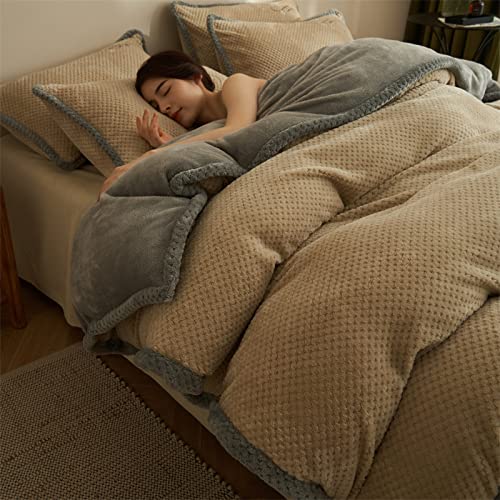 TGPOLI Sabanas Coralina 150x200,Juego De Funda NóRdica De VellóN De Coral Grueso,Forro Polar De Coral De Invierno MáS Funda De EdredóN De Terciopelo, Ropa De Cama, Manta, Madre E Hija