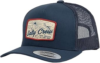 Salty Crew Mens Graphic Logo Retro Trucker Hat - Unisex Adjustable Baseball Hat for Adults - Premium Cotton