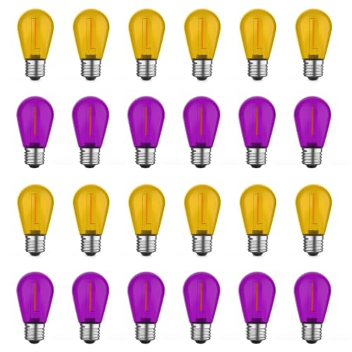Image of GvvooHome 24Pack S14 Purple and Orange Light Bulbs for Halloween Decoration