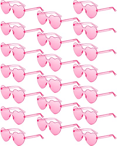 20 Pair Kid Heart Shaped Sunglasses Girl Boy Party Sunglasses Rimless Transparent Candy Color Vintage Rainbow for Age 5-12