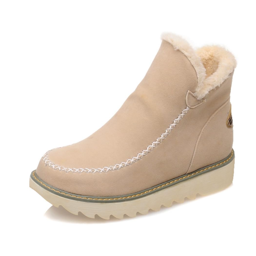 Classic Warm Ankle Snow Booties with Fur Lining Winter Womens Waterproof Lightweight Anti Slip Ankle Snow Boots