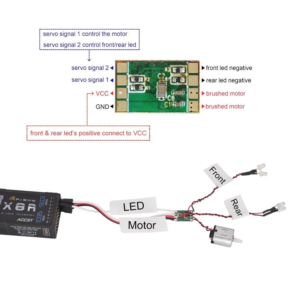 2 szt. 1S 3A ESC mikro regulator prędkości z kontrolą światła dla majsterkowiczów Das87 1/87 do 1/43 części zdalnie sterowanego samochodu