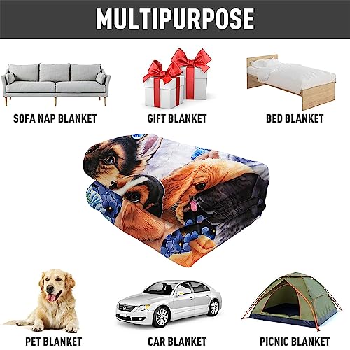 Zomer Kuscheldecke Flauschig Decke 150x200 cm Wohndecke Couchdecke Mikrofaser Sofaüberwurf Tagesdecke weiche warme Sofadecke mit Hunde Motiv