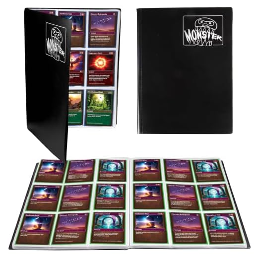 Monster 9 Pocket Binder-Side Loading Trading Card Album -Matte Black w/ White Pages -Holds 360 Standard Size TCGs - Works with Yugioh, Magic The Gathering, Pokémon & Sports Cards-Safe & Secure Storage