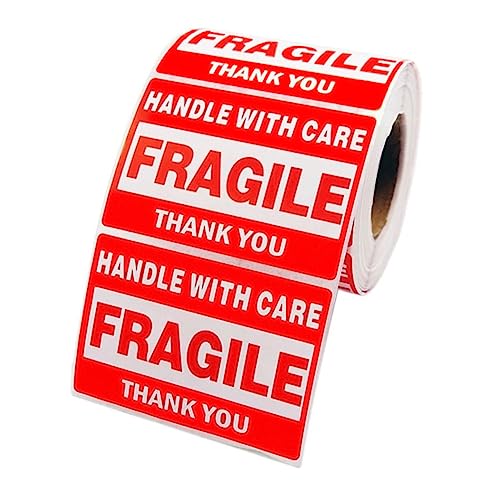 HAPINARY 500pc Fragile Shipping Labels Sticker Roll for Label Stickers Adhesive Sticker Roll